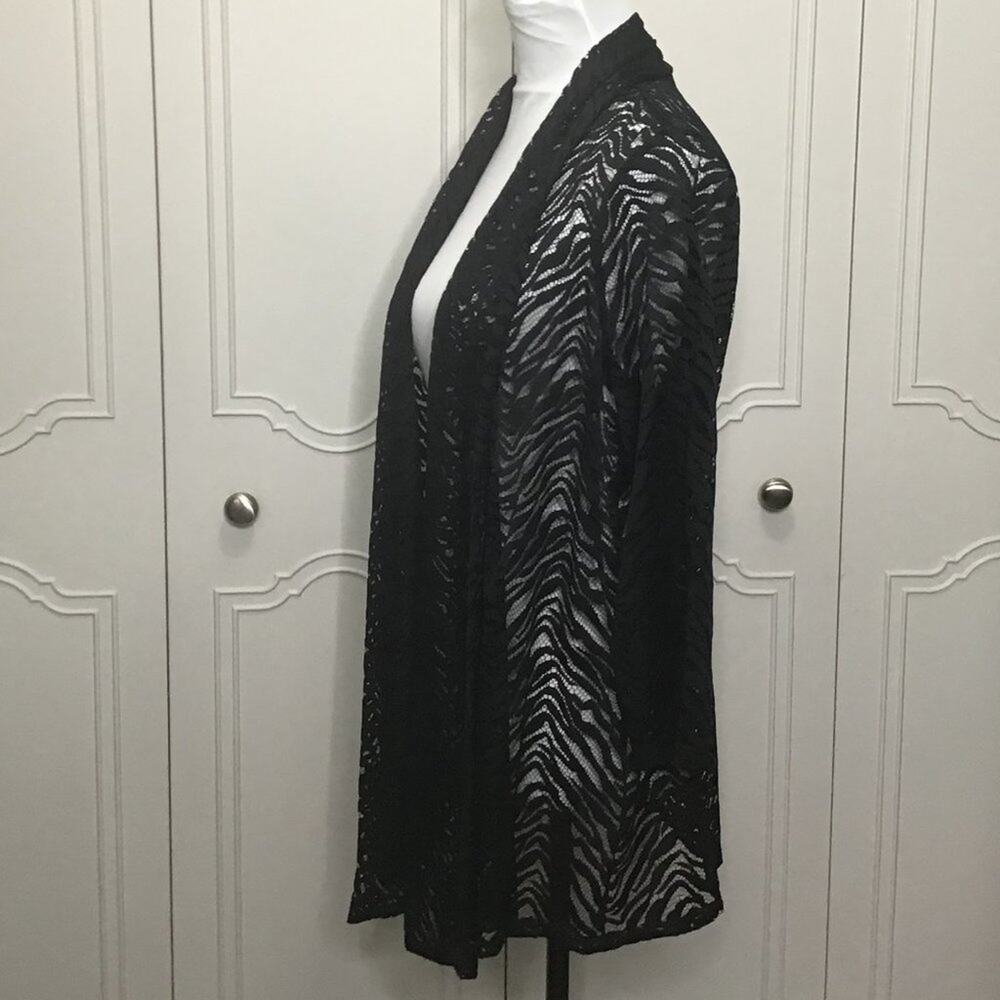 SUSAN GRAVER Black Peek Through Lace Jacket - Size Medium - Picture 2 of 4